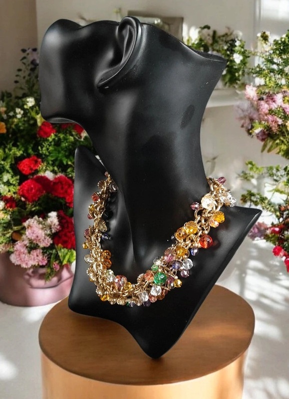 Vintage gold tone carnival statement necklace Vintage gold tone carnival statement necklace